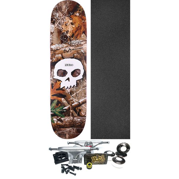 Zero Skateboards Real Tree Wasteland White Skateboard Deck - 8.5" x 32.3" - Complete Skateboard Bundle